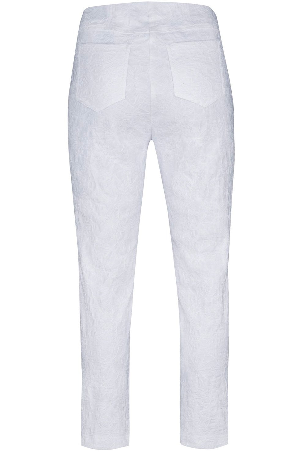 Bella White Floral Jacquard Trousers