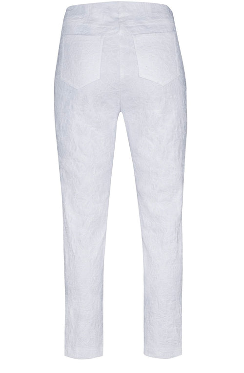 Bella White Floral Jacquard Trousers