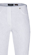 Bella White Floral Jacquard Trousers