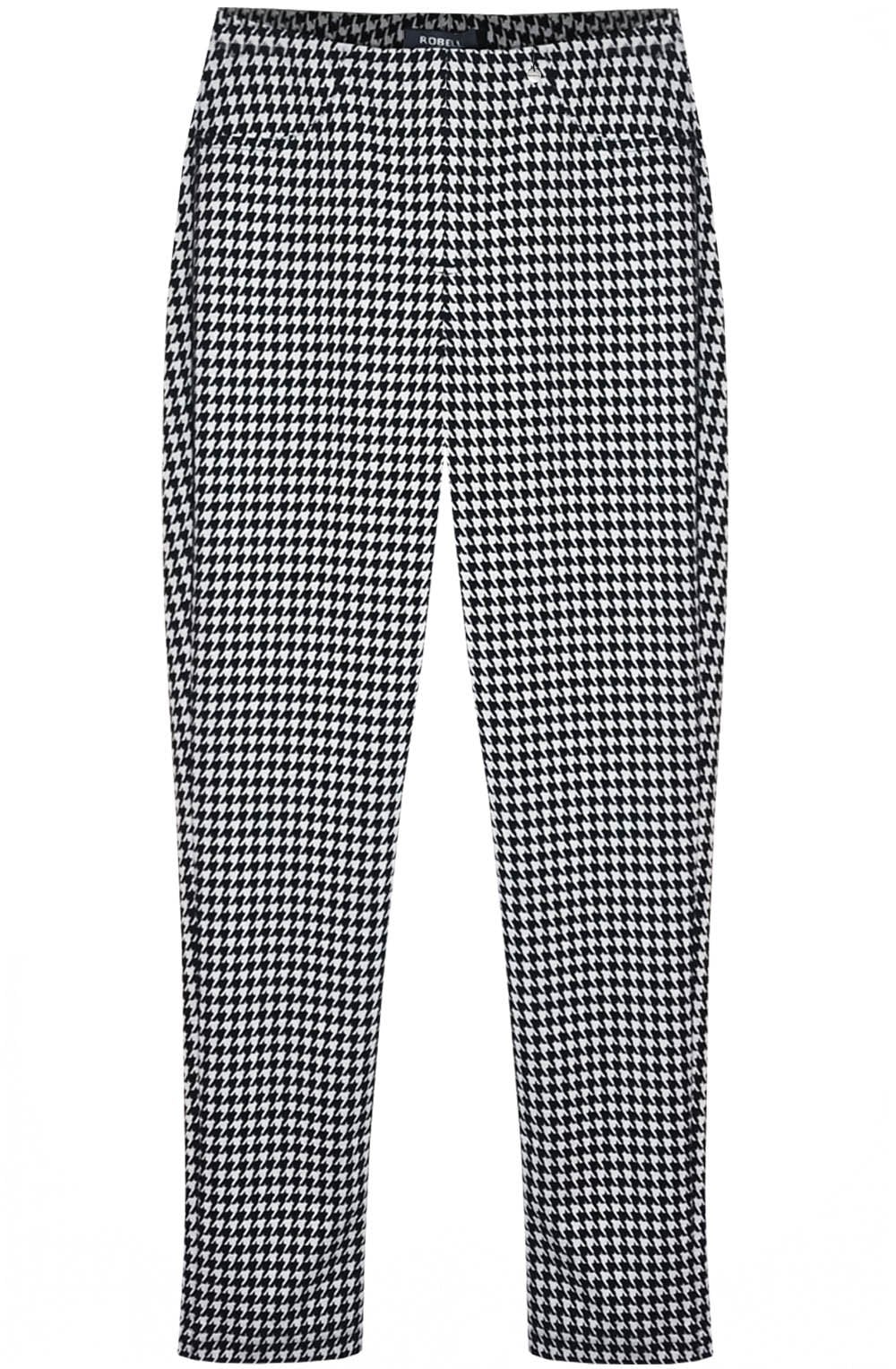 Bella White Houndstooth Velour Trousers