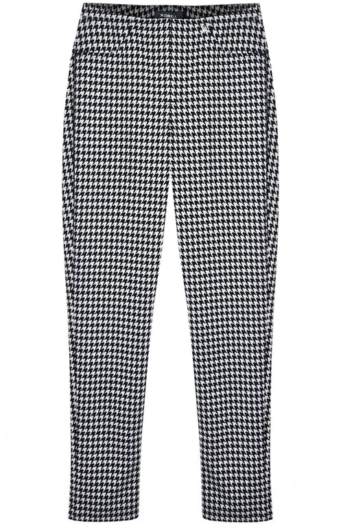 Bella White Houndstooth Velour Trousers