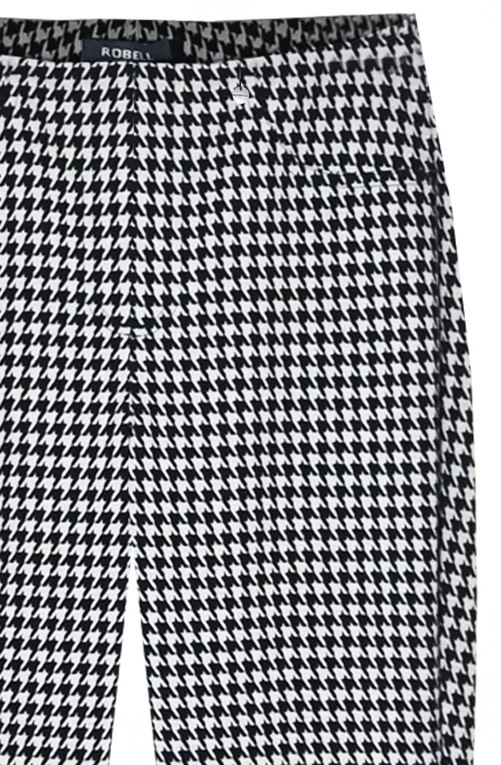 Bella White Houndstooth Velour Trousers