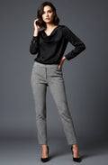 Bella White Houndstooth Velour Trousers
