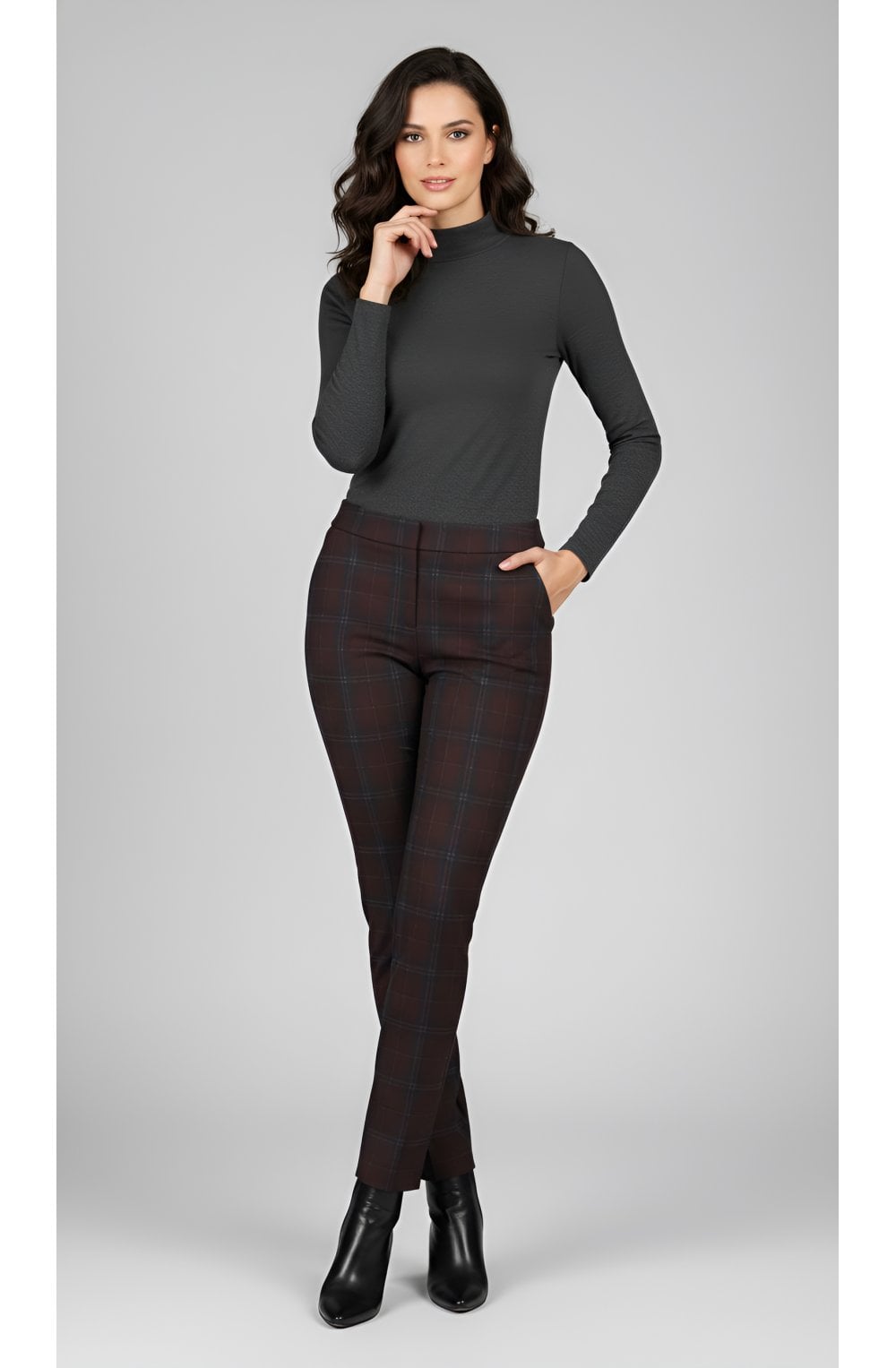 Bella Red Check Trousers