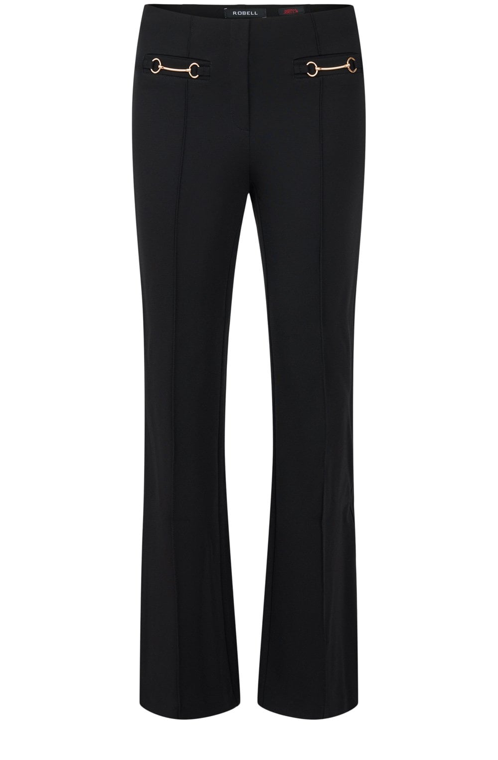 Joella Gold Snaffle Gold Kickflare Black Trousers
