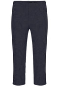 Marie Navy Floral Jacquard Crop Trousers