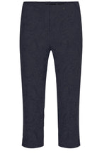 Marie Navy Floral Jacquard Crop Trousers