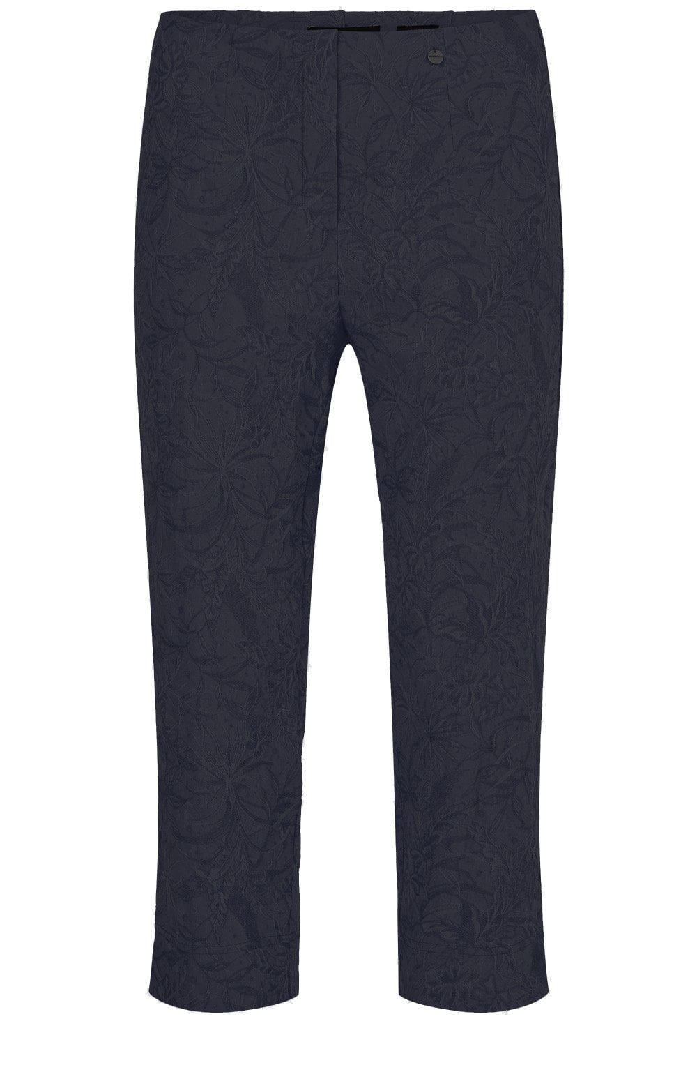 Marie Navy Floral Jacquard Crop Trousers