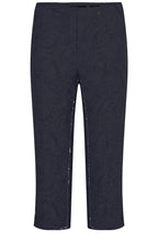 Marie Navy Floral Jacquard Crop Trousers