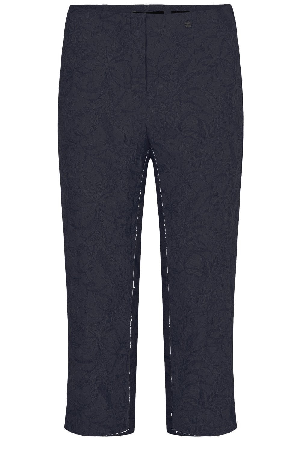 Marie Navy Floral Jacquard Crop Trousers