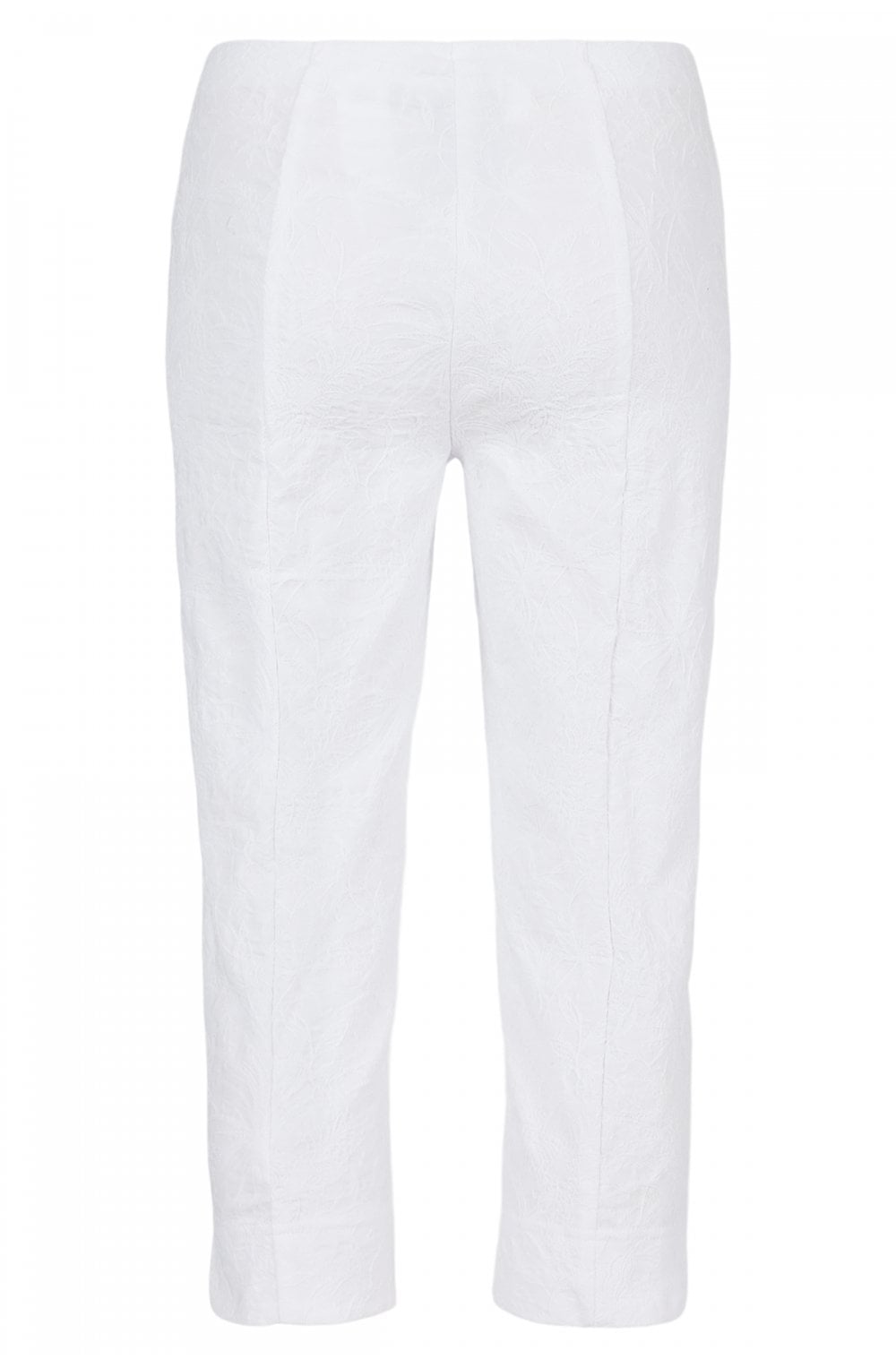Marie White Floral Jacquard Crop Trousers