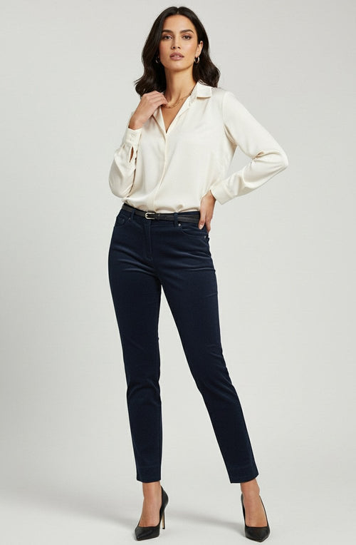 Marie Navy Velvet Trousers