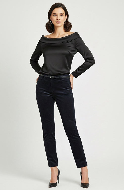 Rose Black Needlecord Ankle Length Trousers