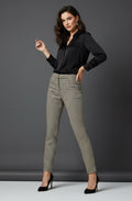 Rose Gold Houndstooth Velour Trousers