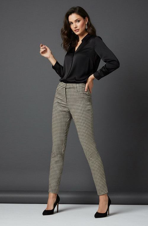 Rose Gold Houndstooth Velour Trousers