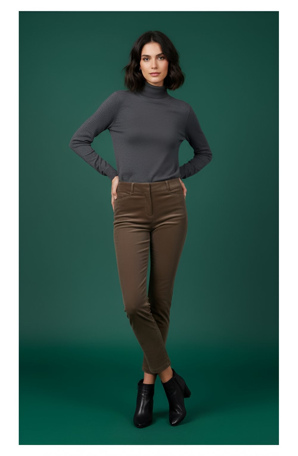 Rose Taupe Needlecord Ankle Length Trousers