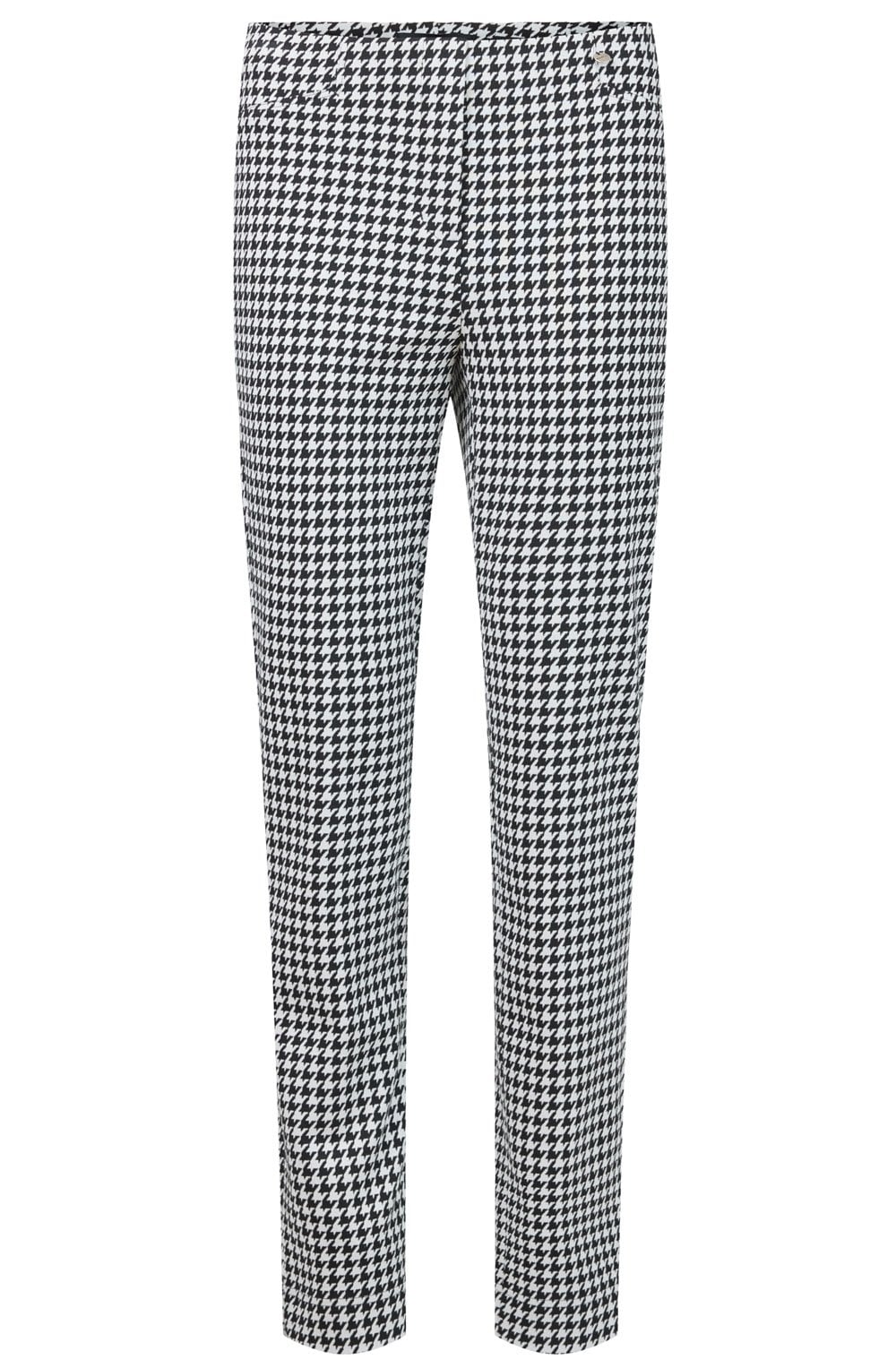 Rose White Houndstooth Velour Trousers