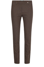 Rose Dark Brown Link Print Slim Fit Trousers