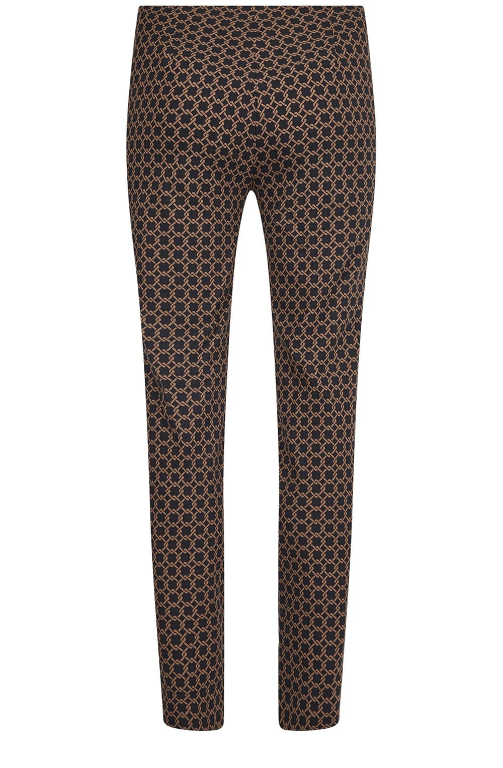 Rose Dark Brown Link Print Slim Fit Trousers