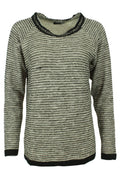 Round neck loose fit jumper brown and cream