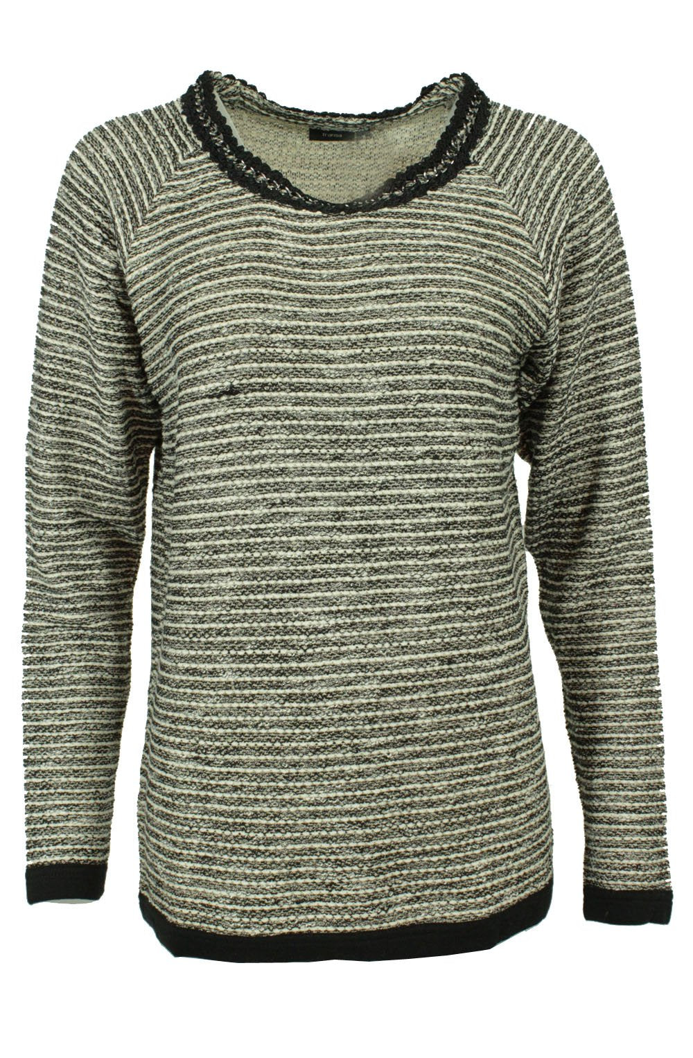 Round neck loose fit jumper brown and cream