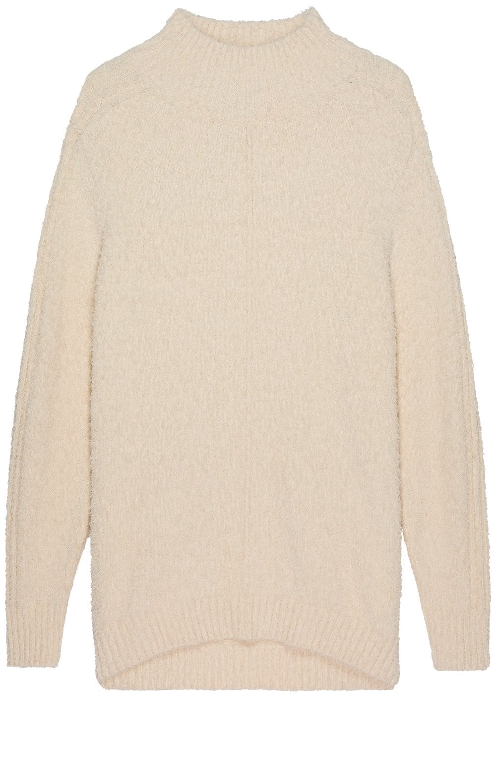 Almond White Fluffy High Neck Jumper