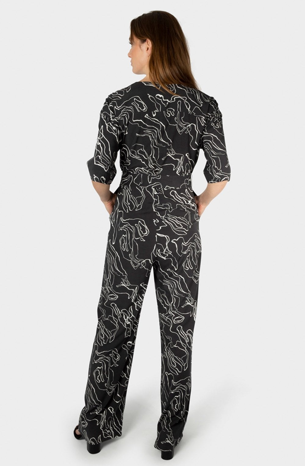 Almost Black Abstract Pattern Jumpsuit