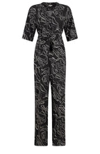 Almost Black Abstract Pattern Jumpsuit