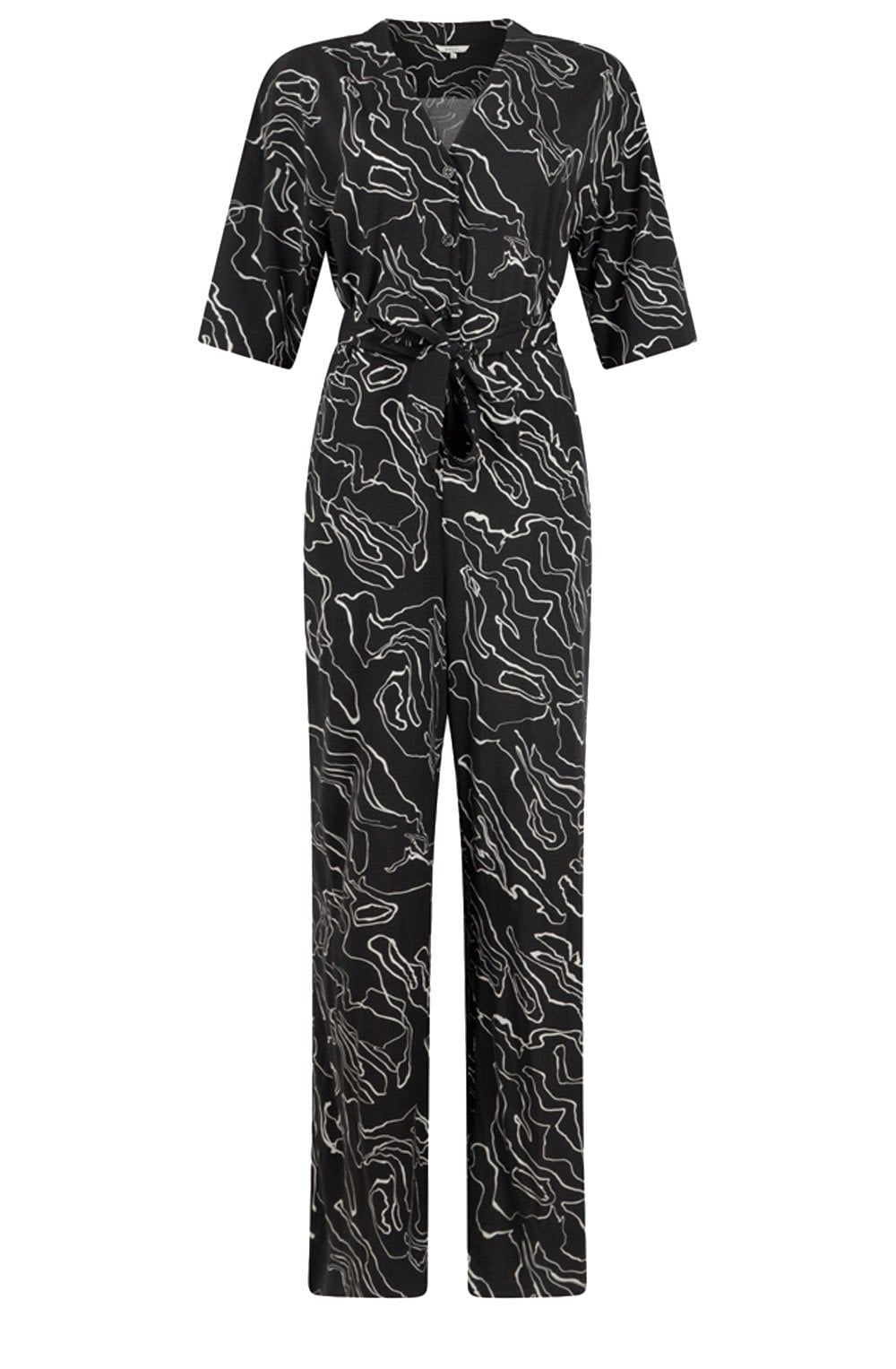 Almost Black Abstract Pattern Jumpsuit