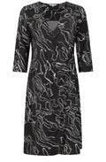 Almost Black Abstract Print Wrap Dress