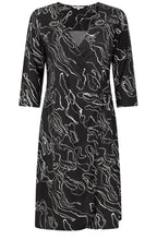 Almost Black Abstract Print Wrap Dress