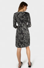 Almost Black Abstract Print Wrap Dress