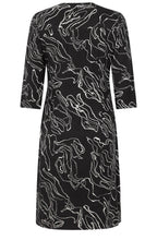 Almost Black Abstract Print Wrap Dress
