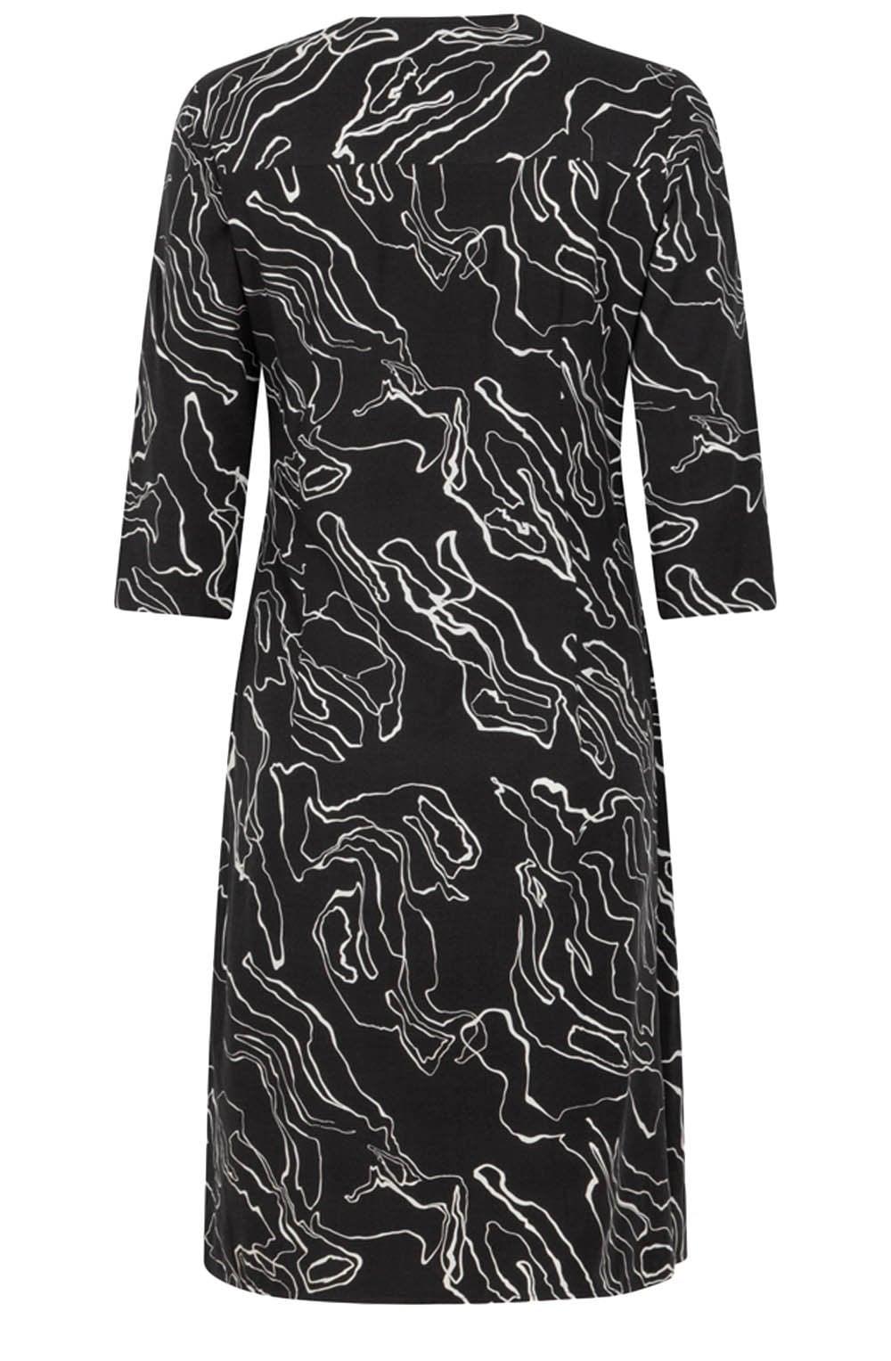 Almost Black Abstract Print Wrap Dress