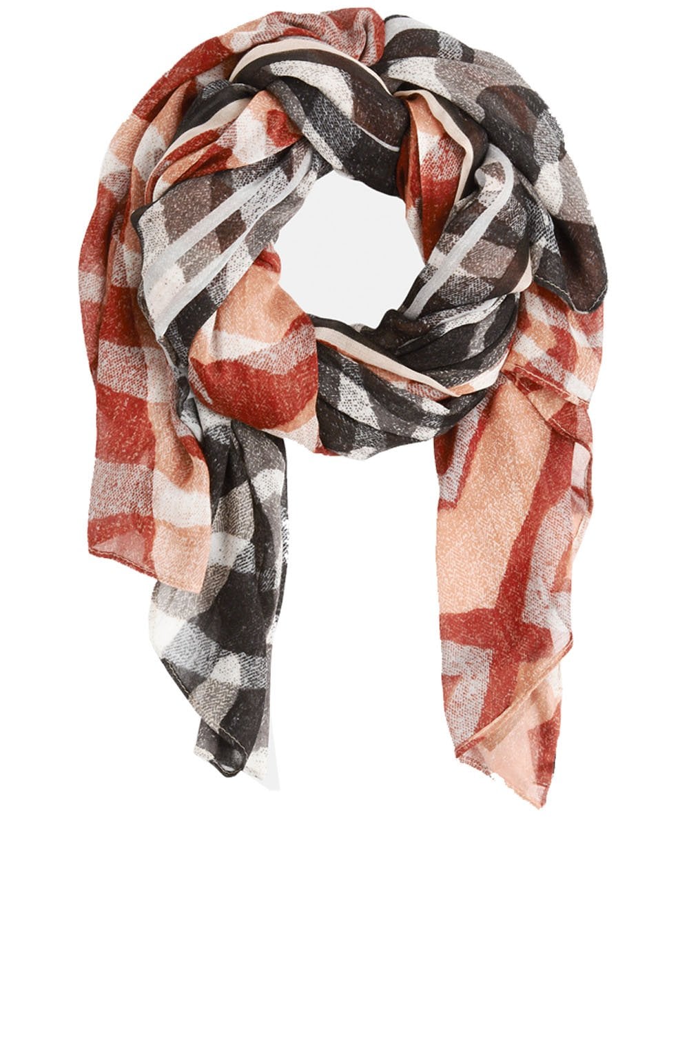 Almost Black & Burnt Orange Print Scarf