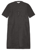 Almost Black Linen Buttoned Dress