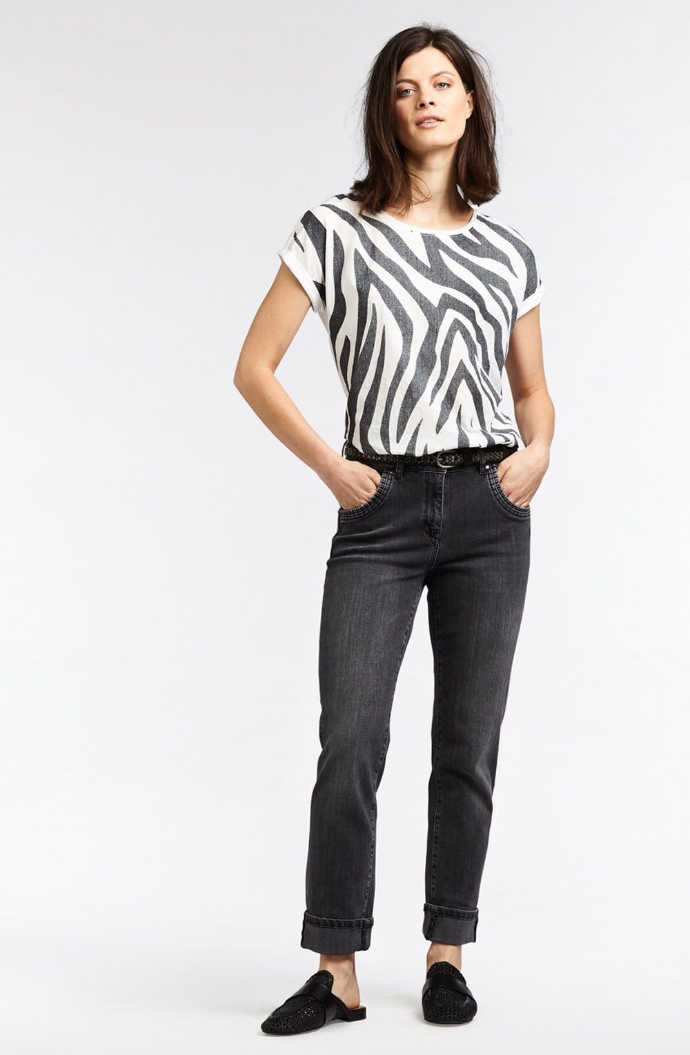 Almost Black Zebra Print T Shirt