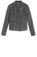 Anthracite Linen Biker Style Jacket