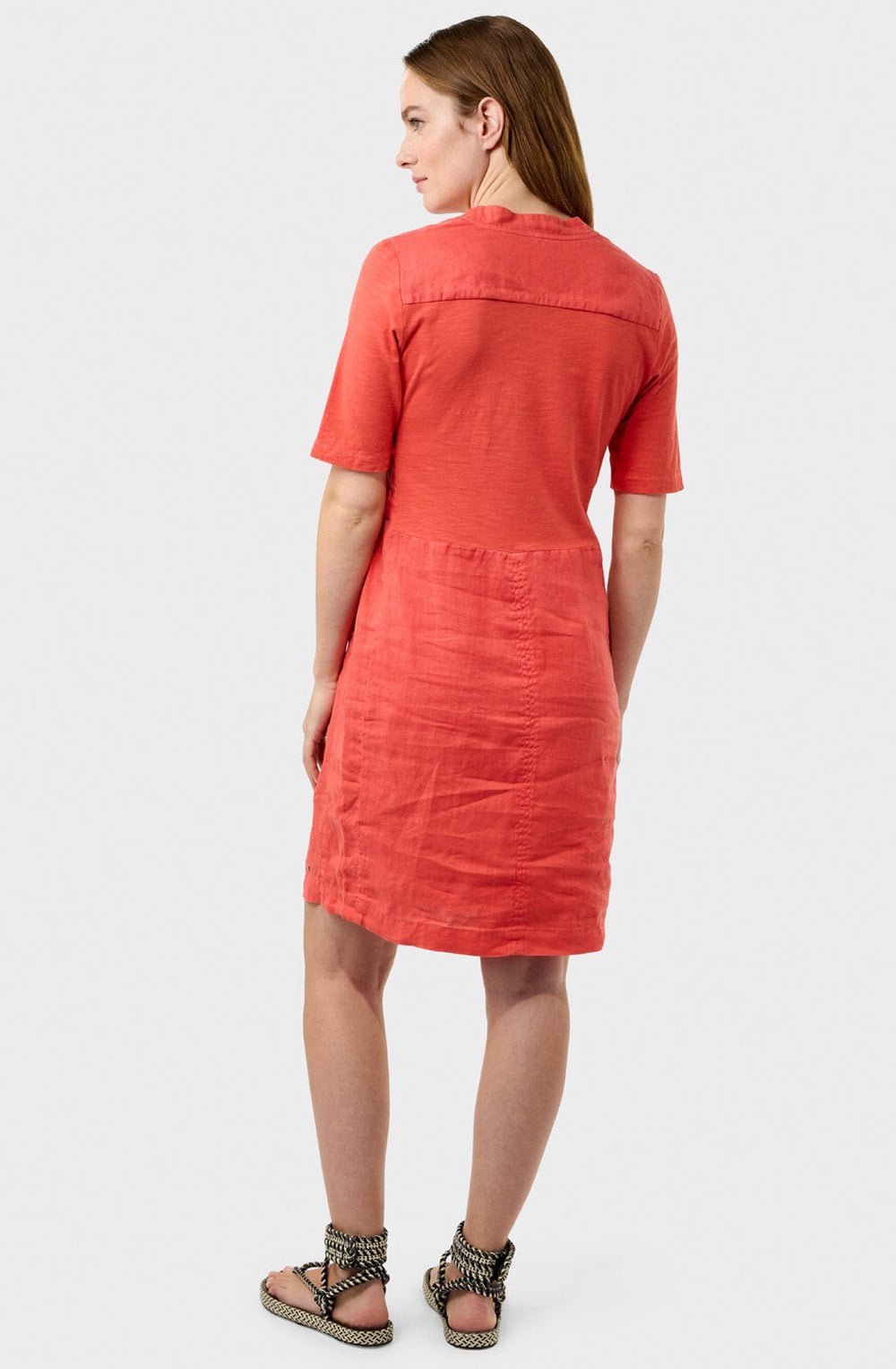Baked Apple Linen Buttoned Dress