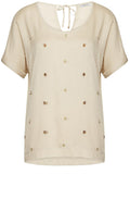 Beige Beaded Detailed Top