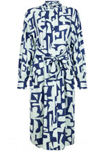 Bell Blue Abstract Print Shirt Dress