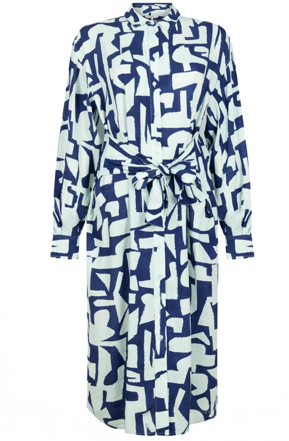 Bell Blue Abstract Print Shirt Dress