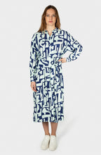 Bell Blue Abstract Print Shirt Dress