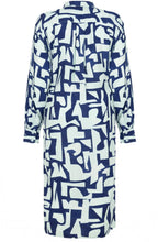 Bell Blue Abstract Print Shirt Dress