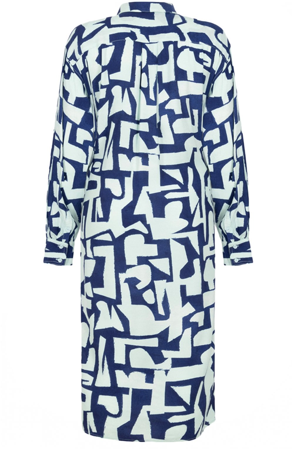 Bell Blue Abstract Print Shirt Dress