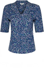 Bell Blue Intricate Print V Neck Top