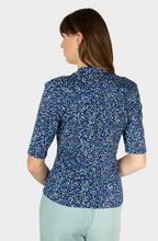 Bell Blue Intricate Print V Neck Top