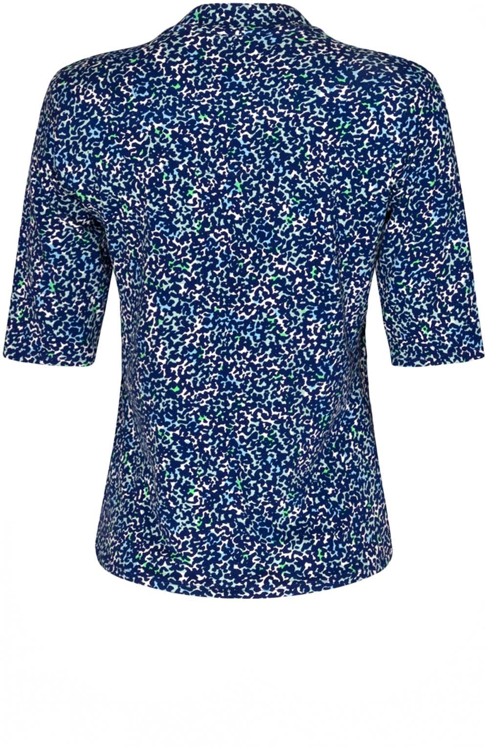 Bell Blue Intricate Print V Neck Top