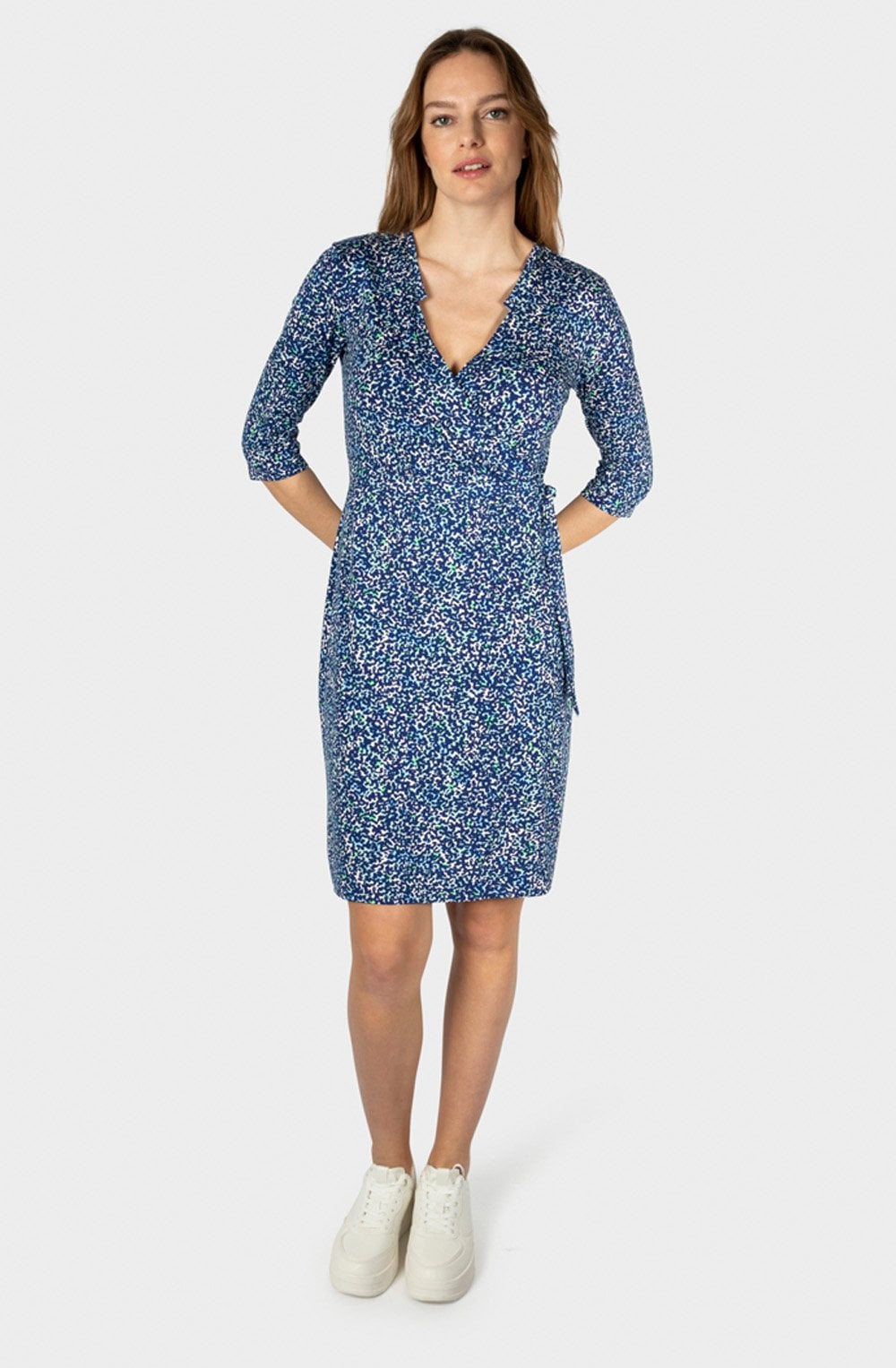 Bell Blue Jersey Wrap Effect Dress