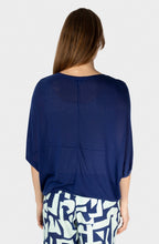 Bell Blue Oversized Bat Sleeve Top